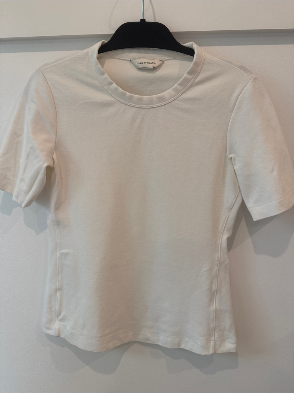 Club Monaco Off-White Short Sleeve Crewneck Tee